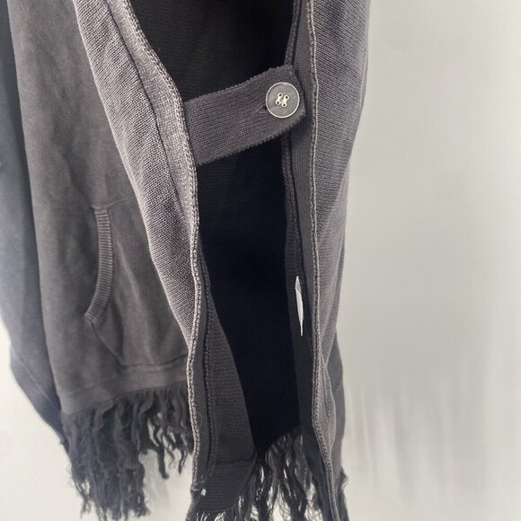 Joes Jeans Collection Size Small Black Poncho Sweater Cotton Fringe Pockets Boho - Picture 10 of 11
